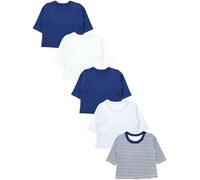 TupTam Baby Jungen Langarmshirt 5er Set, Farbe: Blau_Streifen(bl)_Weiß_Streifen(gr), Größe: 104