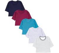 TupTam Baby Jungen Langarmshirt Gestreift 5er Set, Farbe: Blau Dunkelgrün Weinrot Grau, Größe: 104