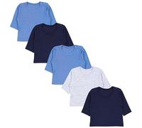 TupTam Baby Jungen Langarmshirt Gestreift 5er Set, Farbe: Blau Grau Mix Uni, Größe: 104