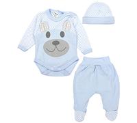 TupTam Baby Kleidung Set Body Strampelhose Mütze Bekleidungsset Jungen Mädchen, Farbe: Blau, Größe: 68