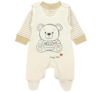 TupTam Baby Mädchen Jungen Strampler mit Langarmshirt Aufdruck Spruch 2 teilig, Farbe: Teddybär Beige, Größe: 62