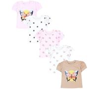 TupTam Baby Mädchen Kurzarm T-Shirt Gemustert Bunt 5er Set, Farbe: Schmetterling Rosa Weiß Pink, Kinder Größe: 98