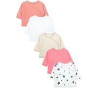TupTam Baby Mädchen Langarm Wickelshirt Baumwolle 5er Set, Farbe: Sterne_Weiß_Pink_Beige_Rostbraun, Größe: 50