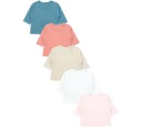 TupTam Baby Mädchen Langarmshirt 5er Set, Farbe: Beige_Grau_Pink_Blau, Größe: 74