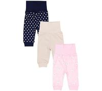 TupTam Baby Mädchen Lange Pumphose 3er Pack, Farbe: Herzen Dunkelblau/Bärchen Rosa/Beige, Größe: 68