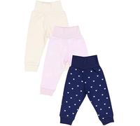 TupTam Baby Mädchen Lange Pumphose 3er Pack, Farbe: Herzen Dunkelblau_Beige_Bärchen Rosa, Größe: 62