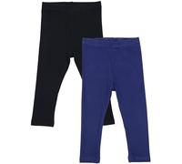 TupTam Baby Mädchen Leggings Lang - 2er Pack - Weiche Baumwollhose in Pastellfarben - Blickdicht & Bequem, Farbe: Schwarz/Navy, Größe: 92/98