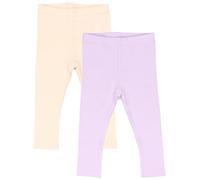 TupTam Baby Mädchen Leggings Lang - 2er Pack - Weiche Baumwollhose in Pastellfarben - Blickdicht & Bequem, Farbe: Creme Beige/Lavendel Lila, Größe: 92/98