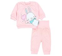 TupTam Baby Mädchen Outfit Langarmshirt mit Print Spruch Babyhose Babykleidung 2teilig, Farbe: Kaninchen Love/Punkte Aprikose, Größe: 56