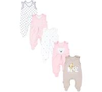 TupTam Baby Unisex Strampler mit Aufdruck Spruch 5er Pack, Farbe: Bärchen Rosa Weiß Sterne Grau Nice Teddy Beige, Größe: 50