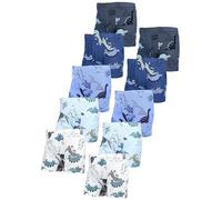 TupTam Boxershorts - Kinder Boxershorts Unterwäsche, Unterhosen im 10er oder 5er Pack, Farbe: 10er Pack Boxers Dino Blau Beige Grau, Größe: 128-134