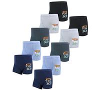TupTam Boxershorts - Kinder Boxershorts Unterwäsche, Unterhosen im 10er oder 5er Pack, Farbe: 10er Pack Dunkelblau Blau Anthrazit Dinosaurier, Größe: 116-122