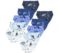 TupTam Boxershorts - Kinder Boxershorts Unterwäsche, Unterhosen im 10er oder 5er Pack, Farbe: 10er Pack Slips Dino Blau Beige Grau, Größe: 128-134