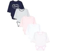 TupTam Langarmbody Baby Body 5er Set - Body Baby aus 100% Baumwolle, OEKO-TEX zertifiziert, Farbe: Streifen Rosa Grau Punkt Herz, Größe: 80