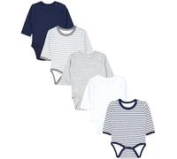 TupTam Langarmbody Baby Body 5er Set - Body Baby aus 100% Baumwolle, OEKO-TEX zertifiziert, Farbe: Streifenmix Blau Grau, Größe: 68