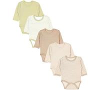 TupTam Langarmbody Baby Body 5er Set - Body Baby aus 100% Baumwolle, OEKO-TEX zertifiziert, Farbe: Streifenmix Salbei Grün Beige, Größe: 74
