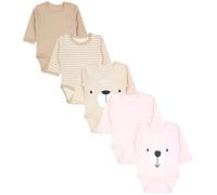 TupTam Langarmbody Baby Body 5er Set - Body Baby aus 100% Baumwolle, OEKO-TEX zertifiziert, Farbe: Tiergesichter Beige Rosa Punkte Streifen, Größe: 80