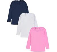 TupTam Mädchen Langarmshirt 3er Pack Langarm Unterhemden Basic Unterwäsche Shirts Unterhemd, Farbe: 3er Pack Dunkelblau/Rosa/Grau, Größe: 146