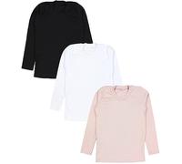 TupTam Mädchen Langarmshirt 3er Pack Langarm Unterhemden Basic Unterwäsche Shirts Unterhemd, Farbe: 3er Pack Schwarz/Weiß/Pudderrosa, Größe: 146