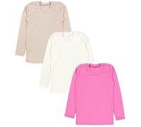 TupTam Mädchen Langarmshirt 3er Pack Langarm Unterhemden Basic Unterwäsche Shirts Unterhemd, Farbe: 3er Pack Pink/Ecru/Beige, Größe: 122