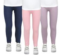 TupTam Mädchen Leggings Herbst Leggins Winterleggings Thermoleggins 3er Pack, Farbe: Dunkelblau/Lila/Rosa, Größe: 140