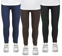 TupTam Mädchen Leggings Herbst Leggins Winterleggings Thermoleggins 3er Pack, Farbe: Schwarz/Braun/Dunkelblau, Größe: 110
