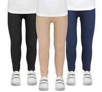 TupTam Mädchen Leggings Herbst Leggins Winterleggings Thermoleggins 3er Pack, Farbe: Schwarz/Dunkelblau/Beige, Größe: 146