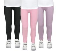 TupTam Mädchen Leggings Herbst Leggins Winterleggings Thermoleggins 3er Pack, Farbe: Schwarz/Lila/Rosa, Größe: 140