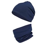 TupTam Mütze Kinder & Schlauchschal Set - Beanie Kinder für Herbst & Winter, Warme Mütze Jungen & Mädchen Oeko-TEX, Farbe: Dunkelblau, Größe: 56-58