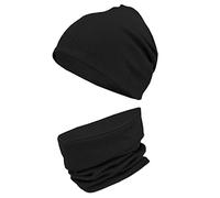 TupTam Mütze Kinder & Schlauchschal Set - Beanie Kinder für Herbst & Winter, Warme Mütze Jungen & Mädchen Oeko-TEX, Farbe: Schwarz, Größe: 50-52