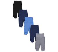 TupTam Pumphose Baby 5er Pack Unisex - Bequeme Baby Hose für Jungen und Mädchen aus Oeko-Tex Baumwolle, Farbe: Junge (Schwarz, Grau, Blau), Größe: 74