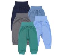 TupTam Pumphose Baby 5er Pack Unisex - Bequeme Baby Hose für Jungen und Mädchen aus Oeko-Tex Baumwolle, Farbe: Dunkelgrün Jeans Blau Dunkelblau Graphite, Größe: 68