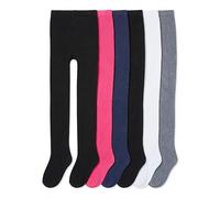 TupTam Strumpfhose Mädchen Bunt Gemustert 6er Pack - Warme Strickstrumpfhosen für Herbst und Winter, Farbe: Schwarz 2x Dunkelblau Weiß Grau Pink, Kinder Größe: 92-98