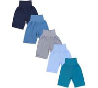 TupTam Unisex Baby Pumphose Sommershorts Baumwolle 5er Pack, Farbe: Gerades Bein/Blau Grau Grün, Größe: 86/92