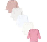 TupTam Unisex Baby Wickelshirt Langarm 5er Pack, Farbe: Weiß Ecri Hellgrau Altrosa Rosa, Größe: 56