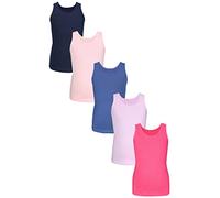 TupTam Unterhemden Mädchen Baumwoll Unterhemd 5er Pack Tank Top Ärmellos Kinder, Farbe: Punkte Rosa Blau Lila, Größe: 110-116