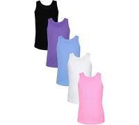 TupTam Unterhemden Mädchen Baumwoll Unterhemd 5er Pack Tank Top Ärmellos Kinder, Farbe: Rosa Lila Blau Schwarz Grau, Größe: 158-164