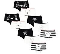 TupTam Unterhosen Mädchen Shorts 10er Pack - Bequeme Unterwäsche für Mädchen aus Baumwolle, Farbe: Shorts Katzen Creme Schwarz, Größe: 128-134