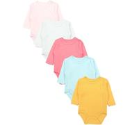 TupTam Wickelbody Langarm Baby Body - Unisex Body Baby im 5er Set aus Baumwolle, Farbe: Blau_Gelb_Pink_Grau, Größe: 56