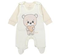 TupTam Zweiteiliger Baby Strampler, Love Teddy/Streifen Beige Ecru, 62