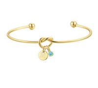 Turandoss Buchstaben Armband Damen Mädchen Gold - Zierliches 14K Vergoldetes Knoten Armband mit Buchstaben M Aquamarin März Geburtsstein Geburtstagsgeschenk Armreif Gold für Mädchen