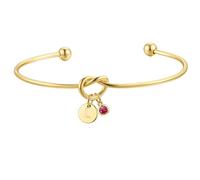 Turandoss Buchstaben Armband Damen Mädchen Gold - Zierliches 14K Vergoldetes Knoten Armband mit Buchstaben L Rubin Juli Geburtsstein Geburtstagsgeschenk Armreif Gold für Mädchen