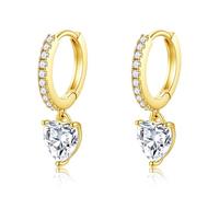 Turandoss Creolen Gold für Damen, Hypoallergene 14K Vergoldete Ohrringe Gold Hängend Klein Creolen mit Anhänger Zirkonia Tropfen Ohrringe Herz Ohrhänger Knorpel Ohrring Schmuck für Frauen Mädchen