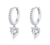 Turandoss Creolen Silber für Damen, Hypoallergene 14K Vergoldete Ohrringe Silber Hängend Klein Creolen mit Anhänger Zirkonia Tropfen Ohrringe Herz Ohrhänger Knorpel Ohrring Schmuck für Frauen Mädchen