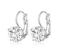 Turandoss Ohrringe Silber für Damen, Hypoallergene 14K Versilberte Ohrringe Hängend mit Rund Zirkonia Anhänger Leverback Ohrhänger Tropfenohrringe Damenohrringe Silber Schmuck für Frauen Mädchen