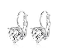 Turandoss Ohrringe Silber Hängend für Damen, Hypoallergene 14K Versilberte Hängende Ohrringe mit Zirkonia Anhänger Leverback Tropfen Ohrring Herz Ohrhänger Damenohrringe Silber Schmuck Frauen Mädchen