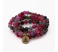 Turmalin, Onyx, Steinperlen, Faden, Yoga-Armband und Halskette, handgefertigt, 108 Perlen, Mala-Armband für Männer und Frauen, Lotus-Bronze