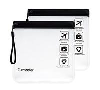 Turmaster 2 Packen Flughafen zugelassener durchsichtiger Kulturbeutel, auslaufsichere Flughafensicherheit zugelassene Flüssigkeitsbeutel 20 x 20cm, wasserdichte Reisekulturbeutel, Schwarz mit Griff