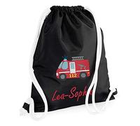 Turnbeutel bestickt mit Namen und Motiv Sportbeutel Schuhbeutel Schwimmbeutel Wäschebeutel viele Farben & Motive 46x39 cm, Farbe:schwarz