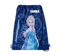 Turnbeutel Disney Frozen Mädchen - Personalisiert mit Name - Sportbeutel Schuhbeutel zum Zuziehen (Navy)